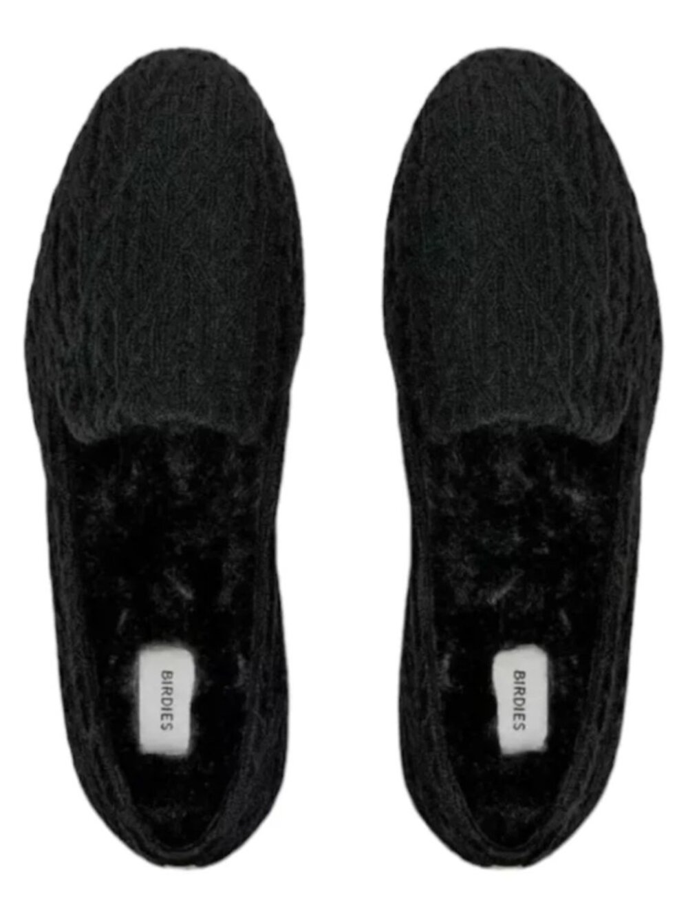 Birdies Faux‎ Fur Lined Starling Black Cable Knit Flats Loafers Women's Size 6.5